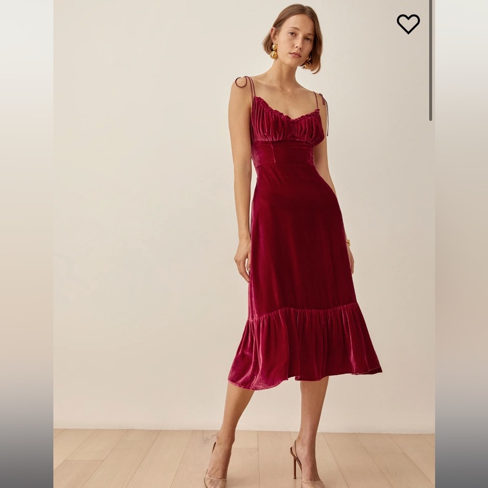 Reformation - Oda velvet dress crimson / red